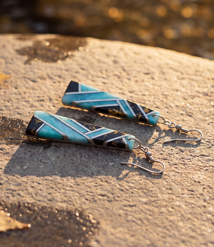Vintage Larimar Inlay Earrings