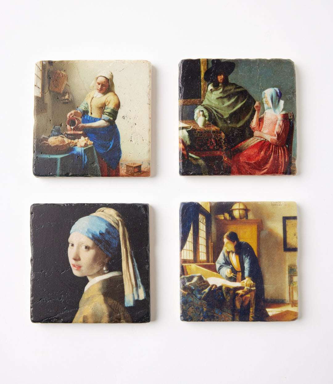 Johannes Vermeer Marble Coasters, Set Of 4