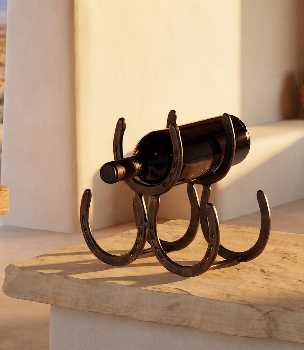 Cast Iron Horseshoe Wine Rack