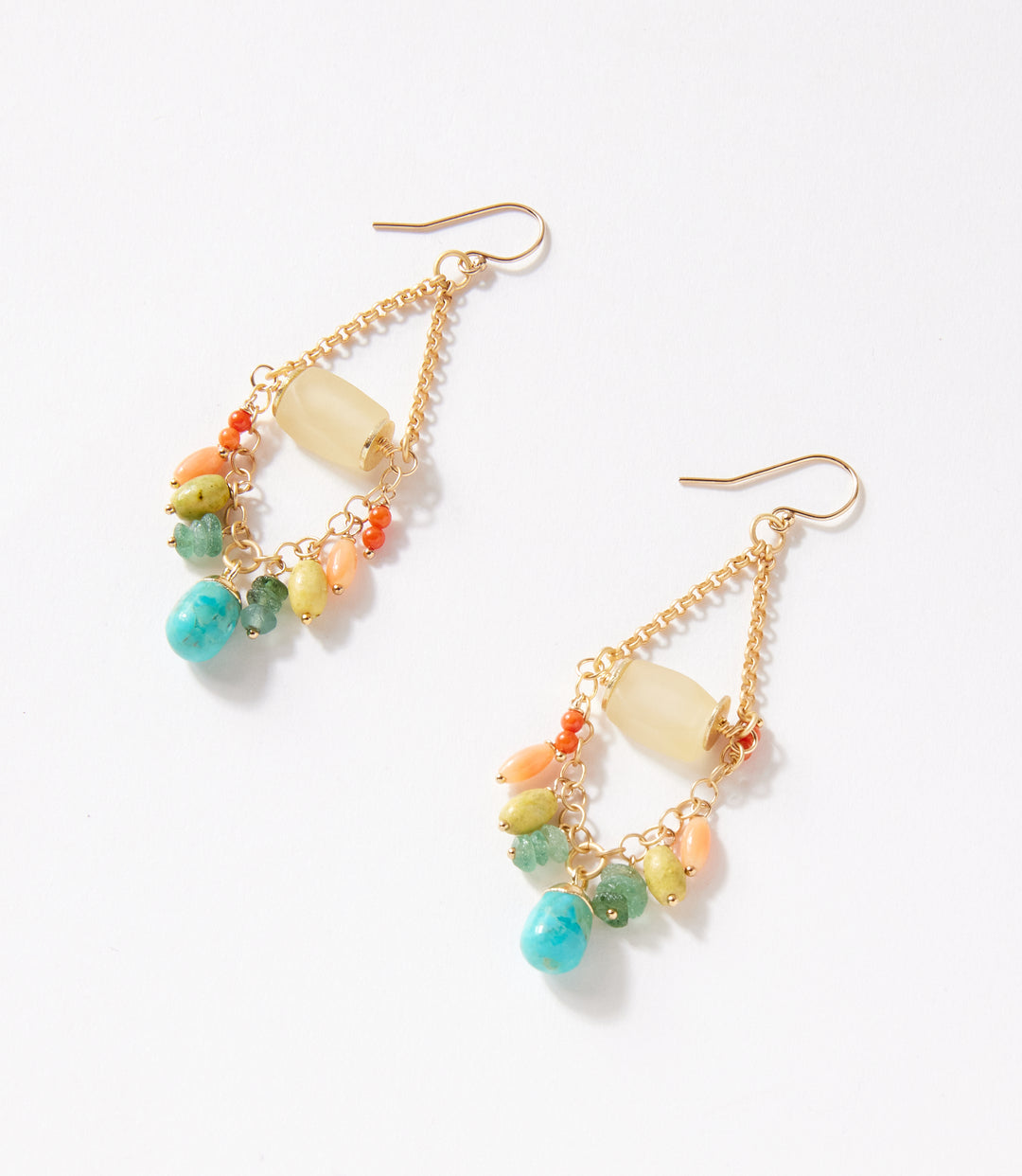 Turquoise Charm Cluster Earrings