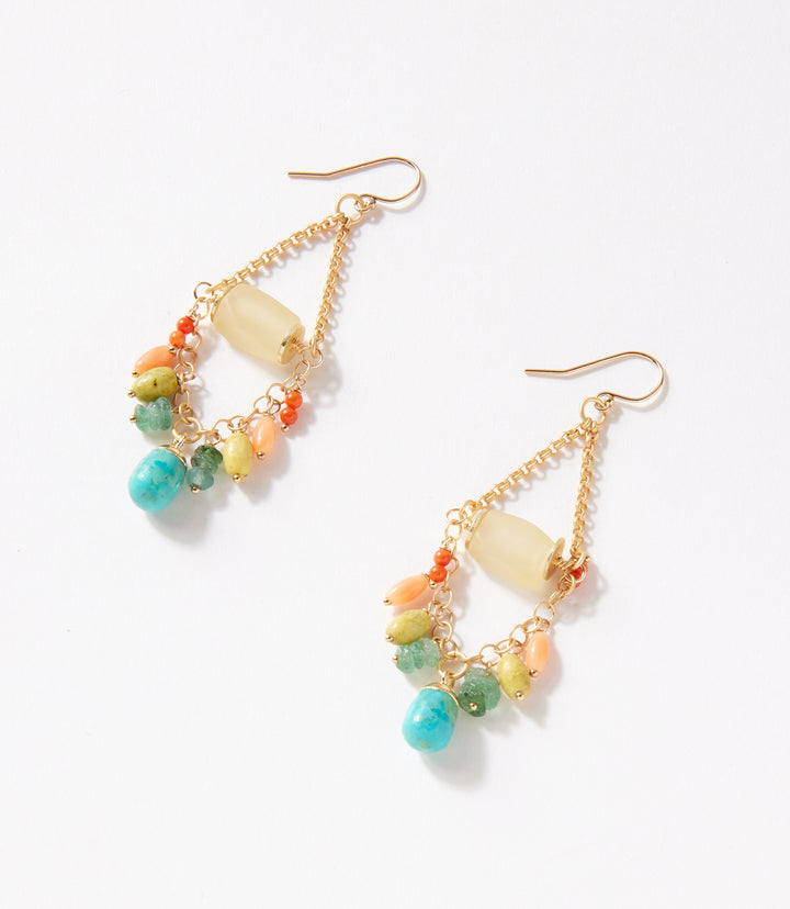 Turquoise Charm Cluster Earrings