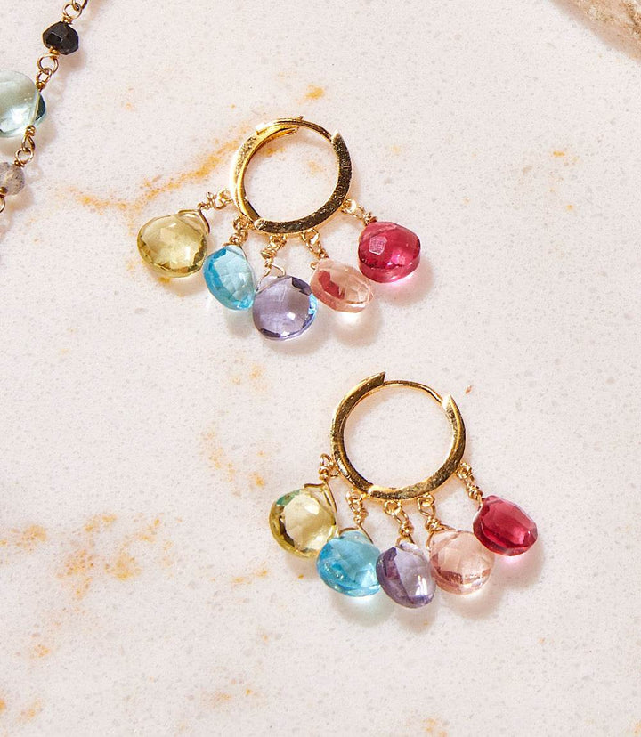 Gemstone Huggie Earrings