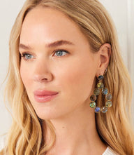 Gemstone bezel drop earrings with labradorite stones in sterling silver and 18K gold plating