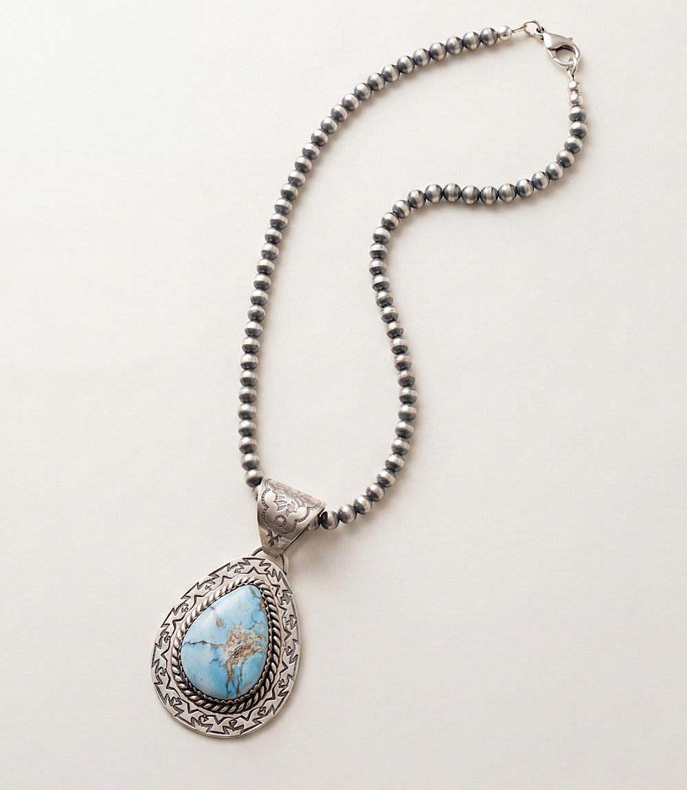 Embellished Golden Hill Turquoise Pendant Necklace