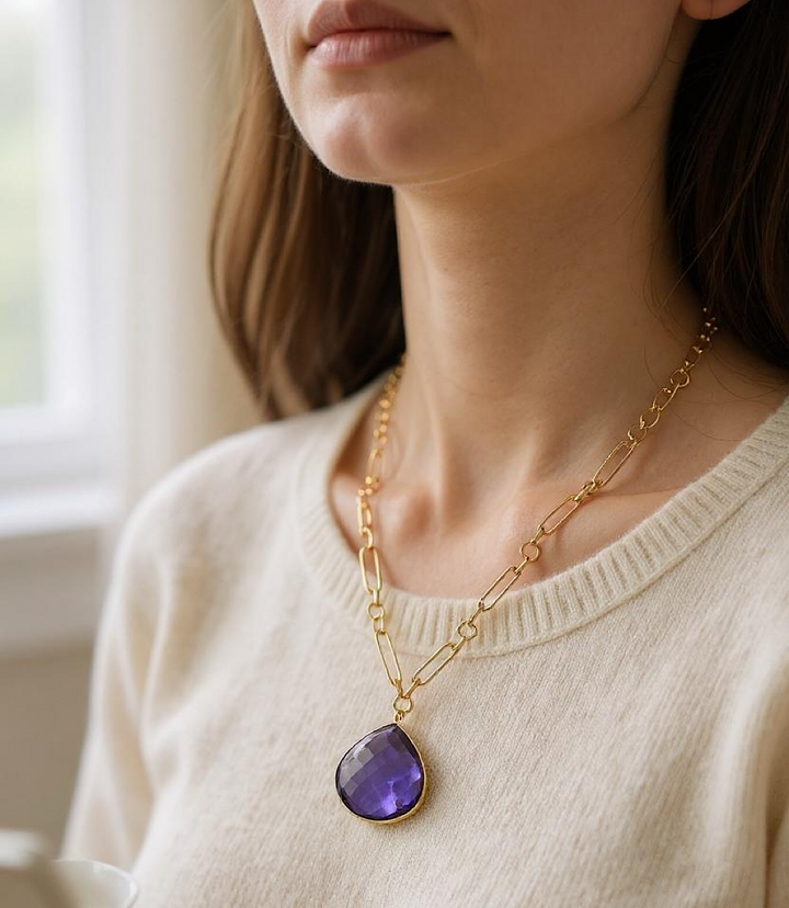 Amethyst Quartz Pendant Necklace