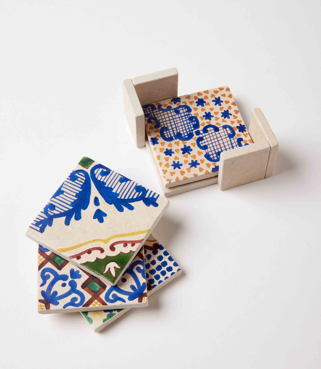 Vintage Pattern Tiled Coasters, Set of 4