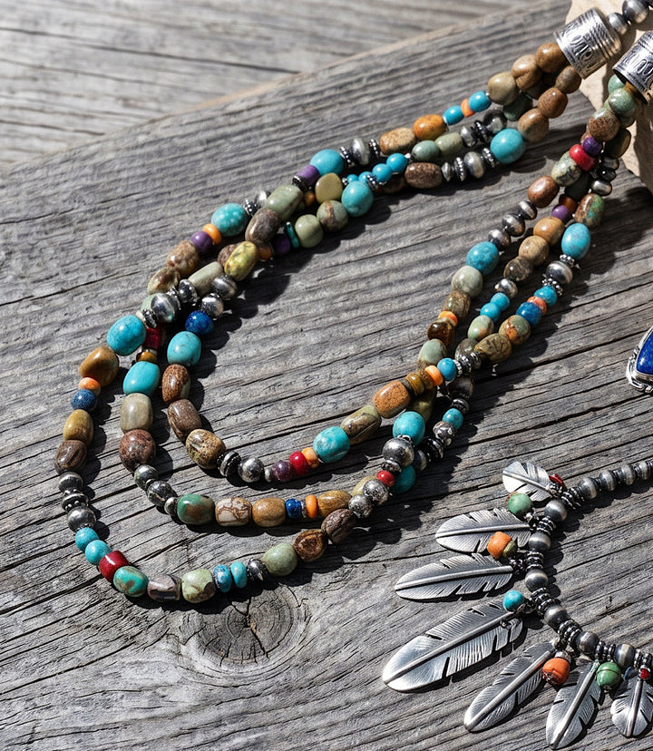 Beaded Multi Strand Turquoise Necklace