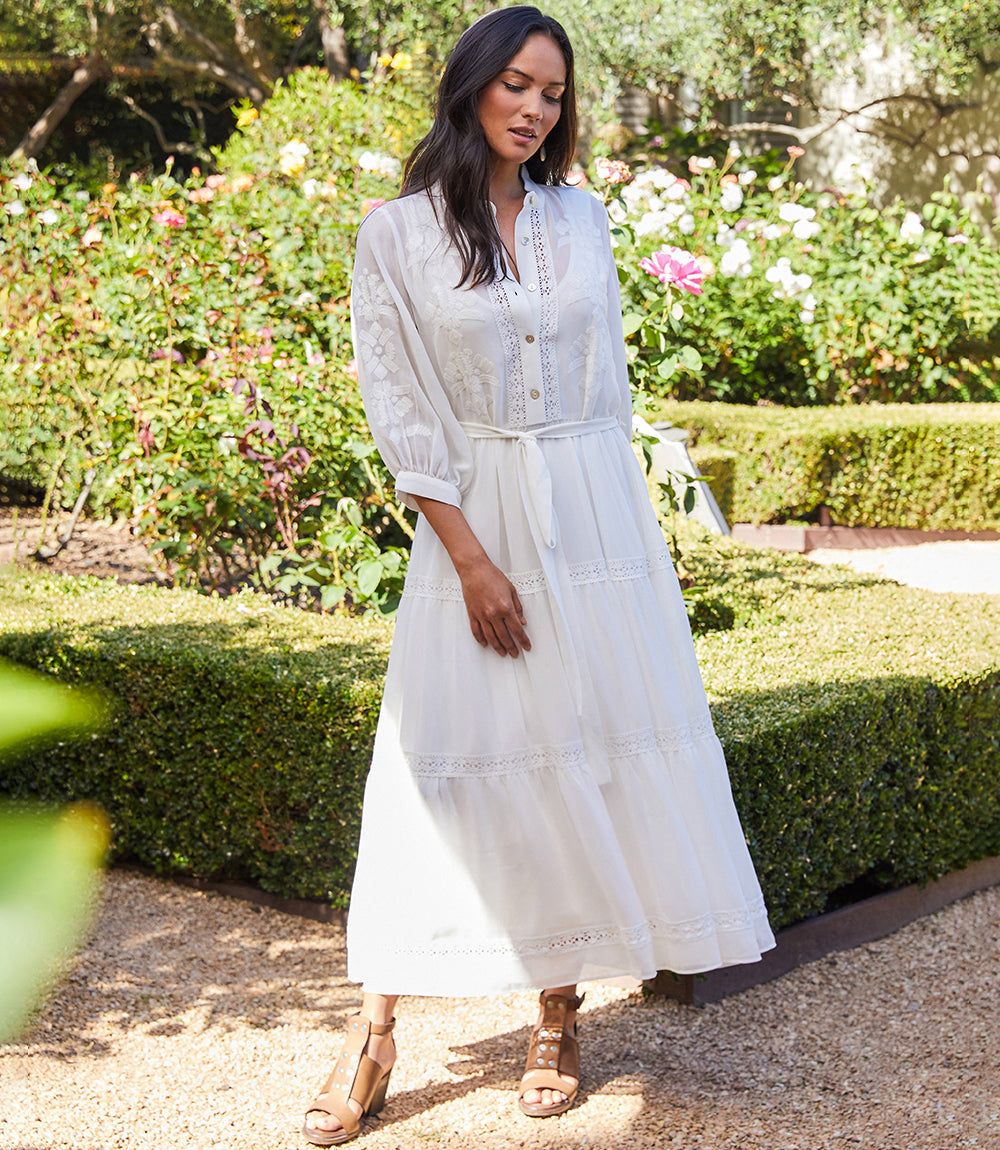 Embroidered Tiered Dress