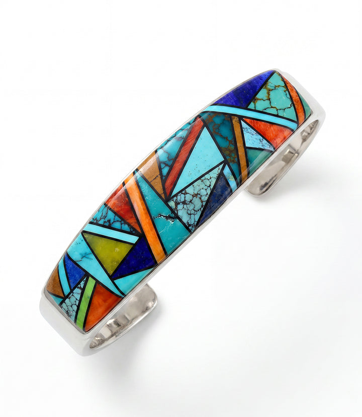 Turquoise And Spiny Oyster Inlay Cuff Bracelet