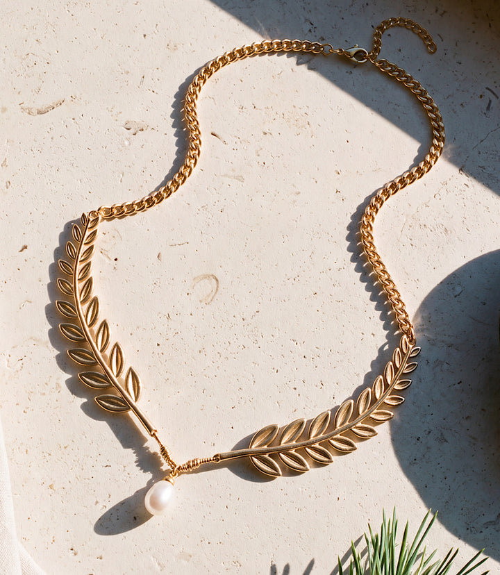 Laurel Leaf Pearl Necklace