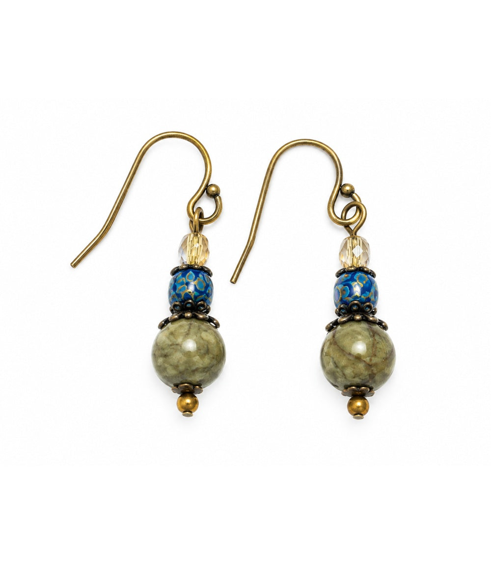 Jasper And Czech Glass Earrings