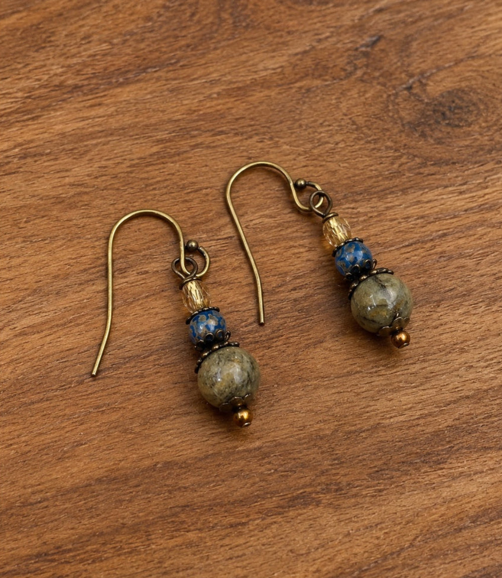 Jasper And Czech Glass Earrings