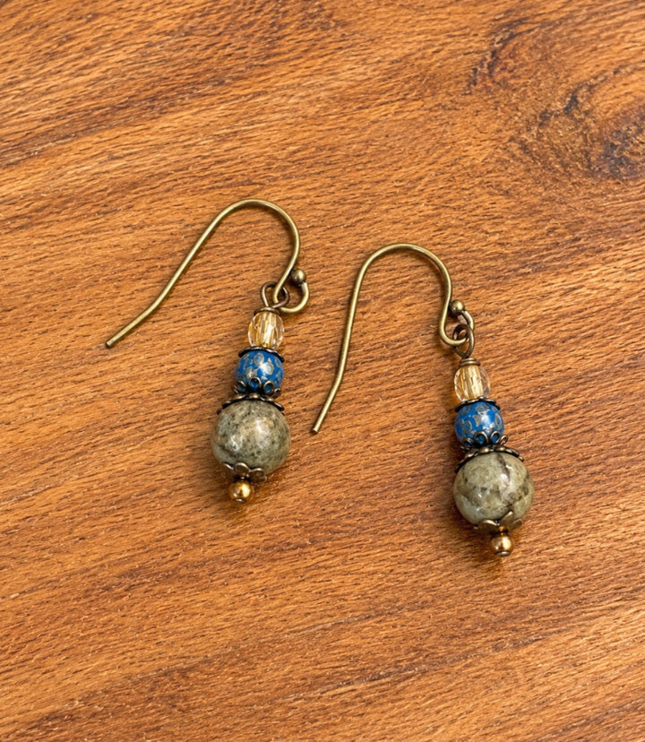 Jasper And Czech Glass Earrings