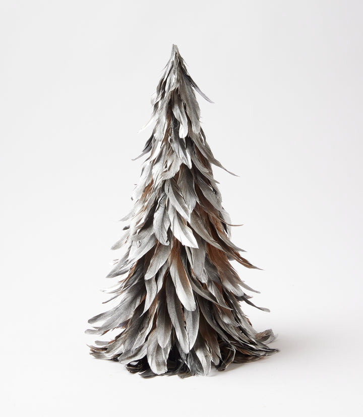 Flocked Feather Metallic Tree