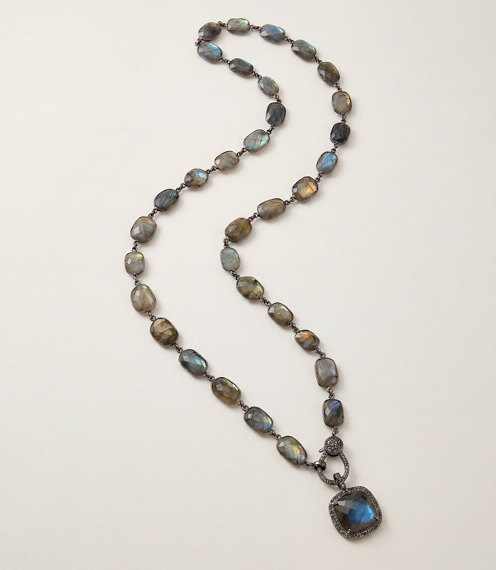 Labradorite Bezel Crystal Pendant Necklace