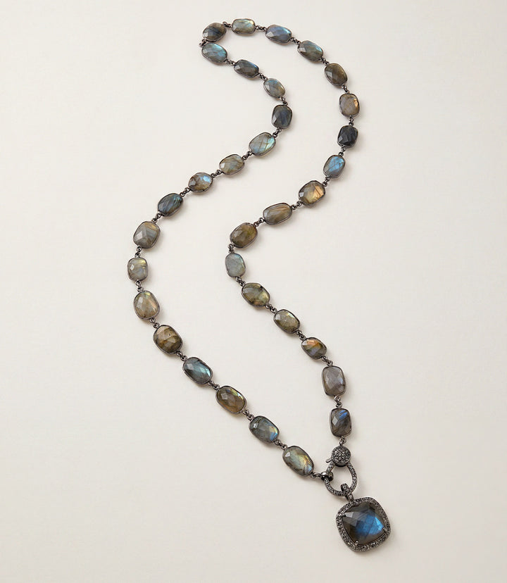 Labradorite Bezel Crystal Pendant Necklace