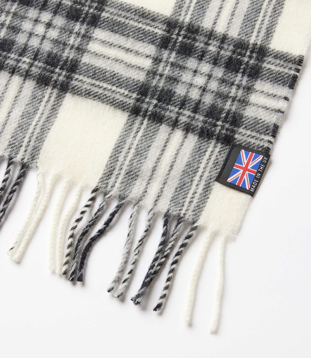 Merino Wool Fringed Plaid Scarf