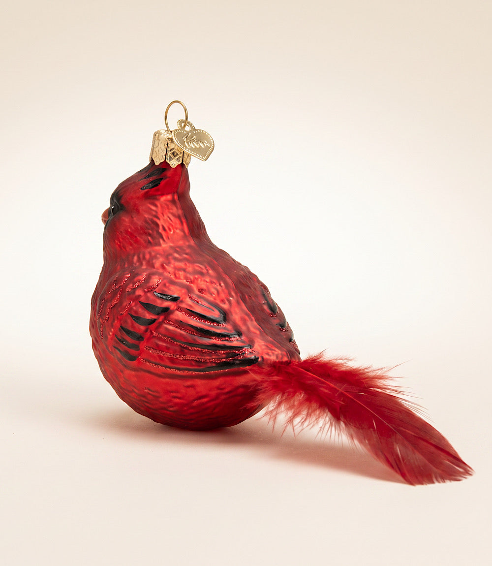 Vintage Cardinal Glass Ornament