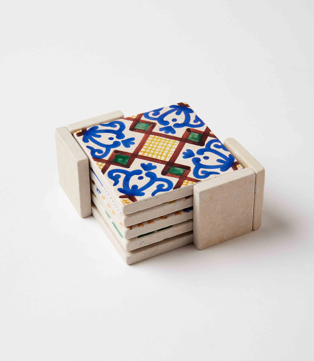 Vintage Pattern Tiled Coasters, Set of 4