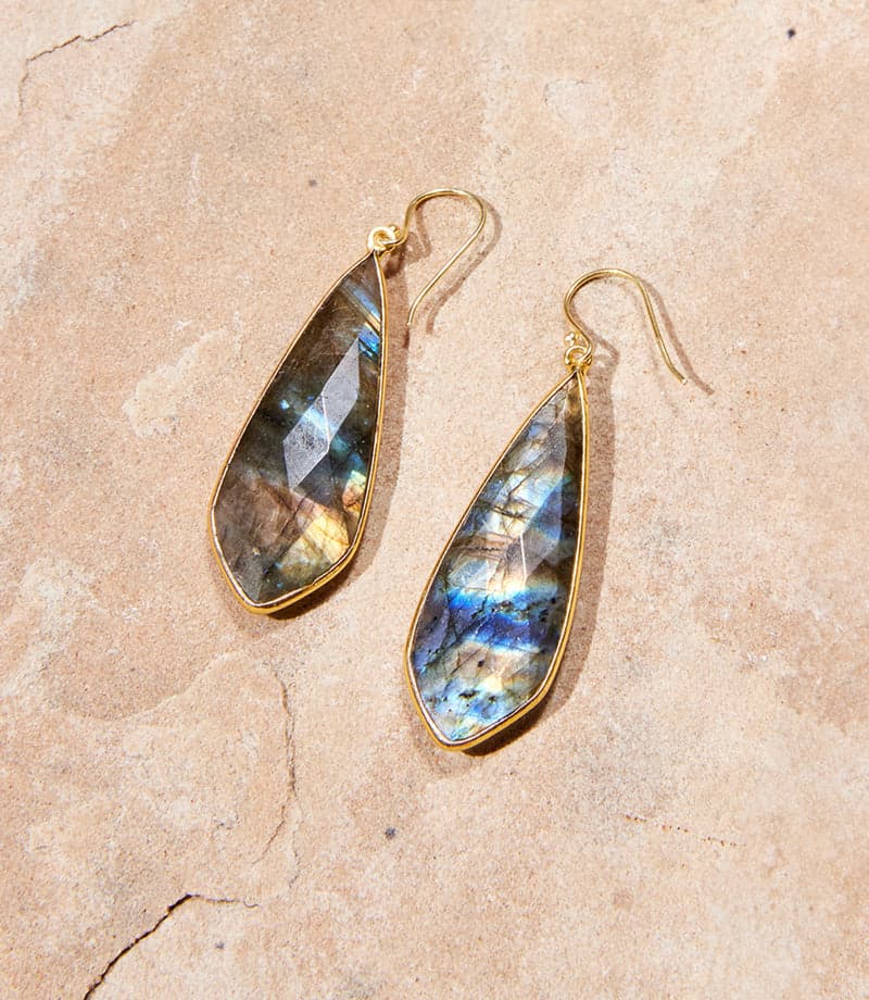 Large Natural Gemstone Earrings