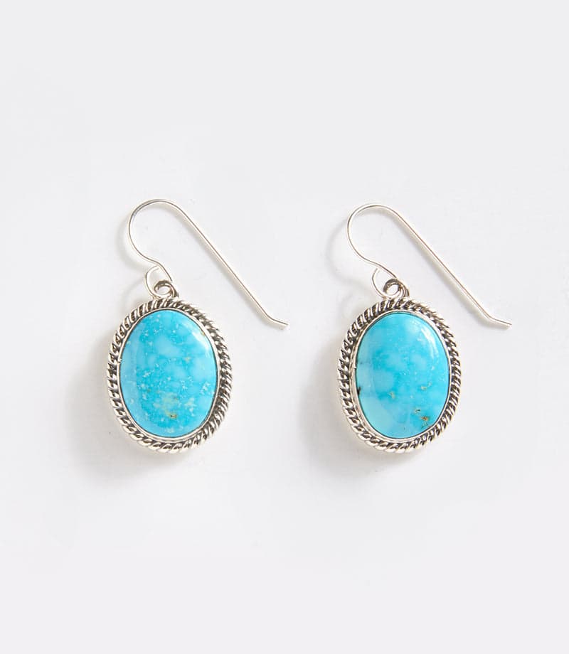 Oval Turquoise Stone Earrings