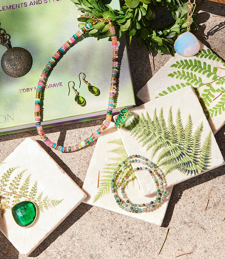 Fern Polished Marble Coasters, Set Of 4