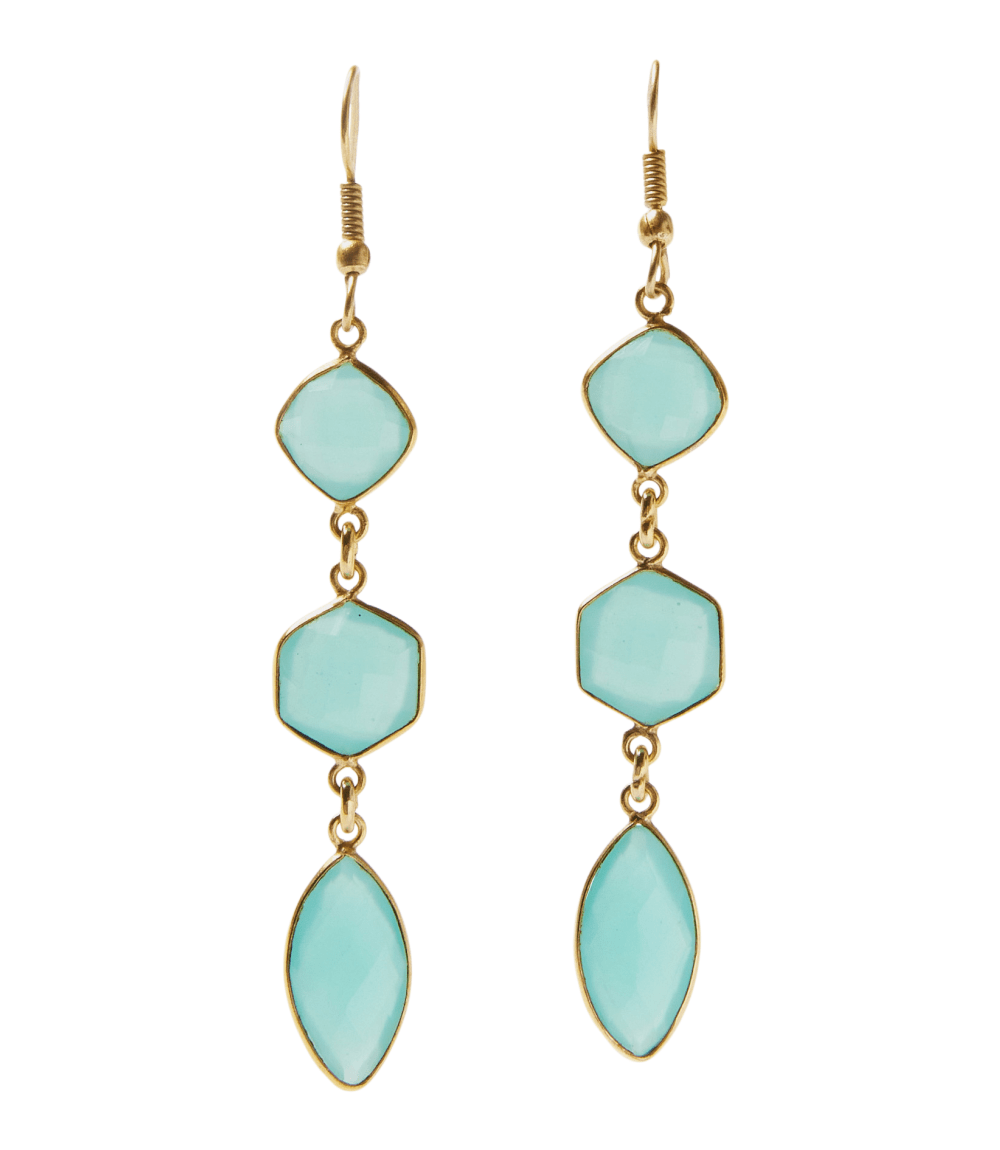 Triple Gemstone Earrings