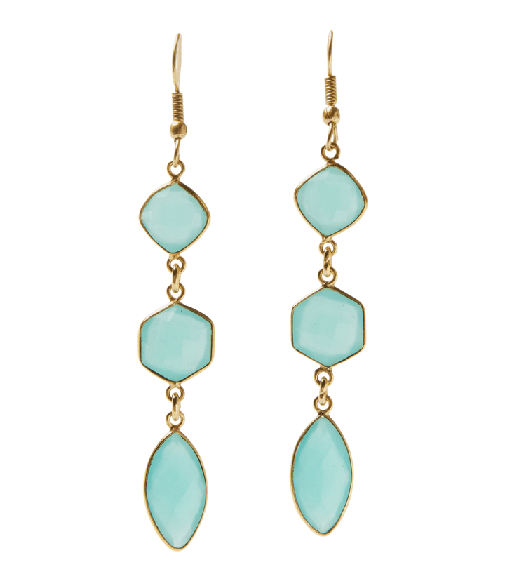 Triple Gemstone Earrings