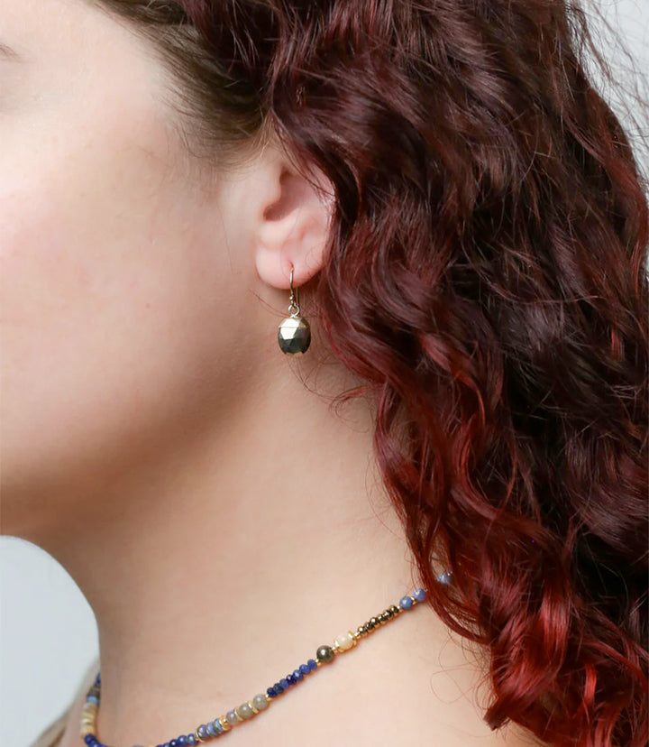 Pyrite Bezel Simple Earrings