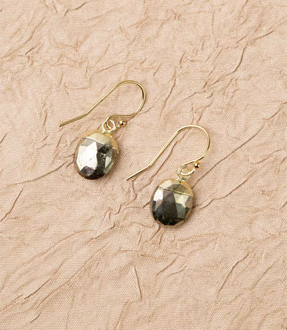 Pyrite Bezel Simple Earrings