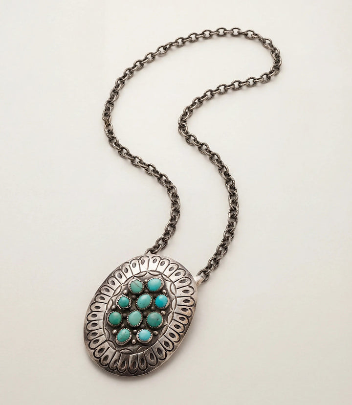 Vintage Kingman Turquoise Concho Necklace