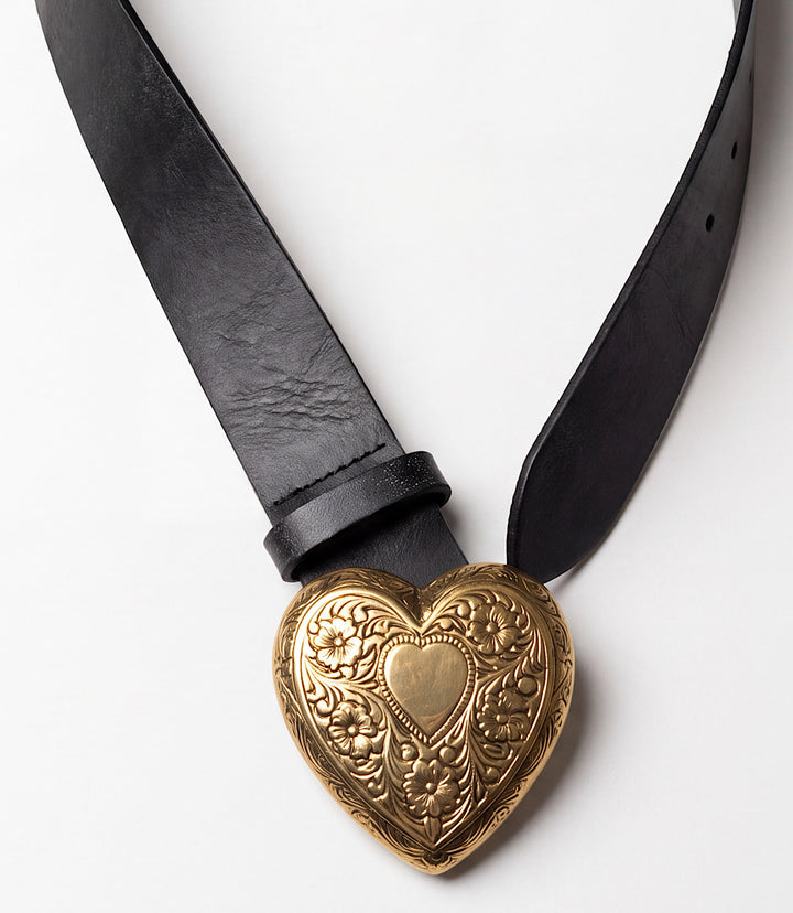 Streets Ahead Leather Embellished Heart Buckle Belt