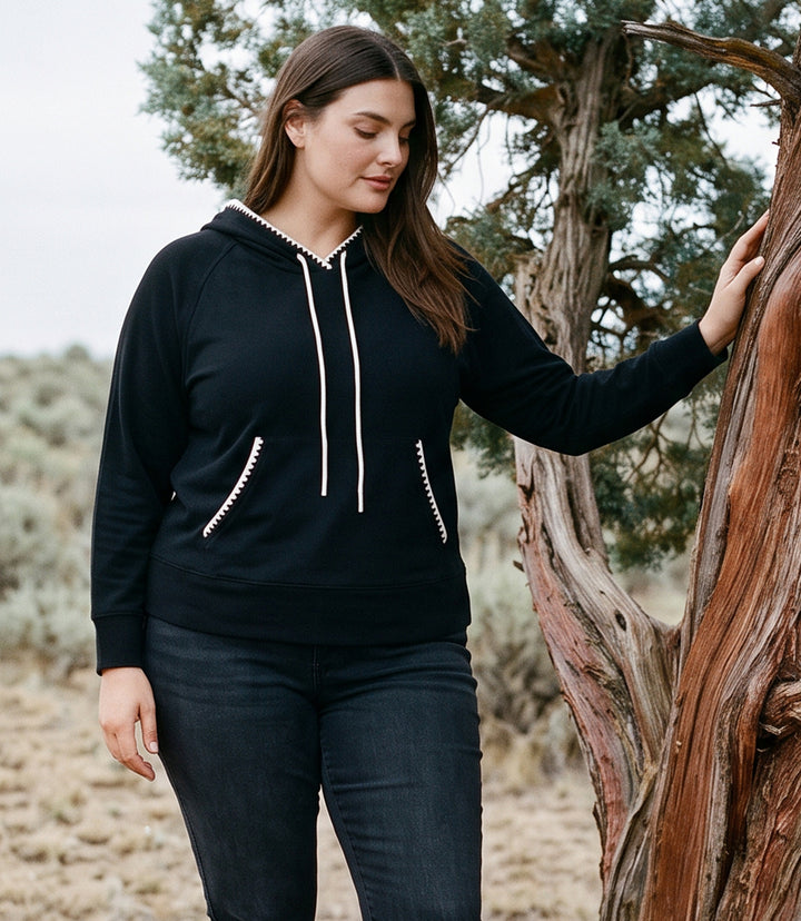 Plus Size Edge Stitch Hoodie