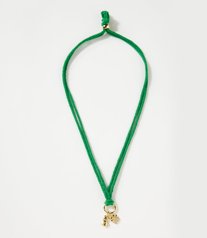 Pavé Cat And Paw Cord Necklace