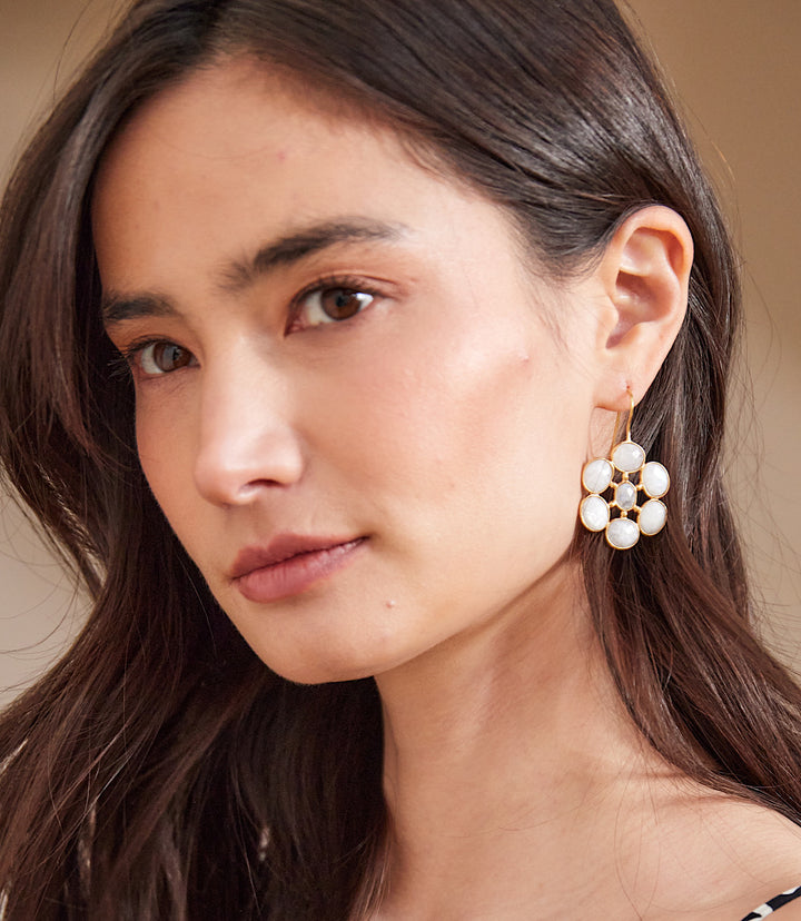 Gemstone Flower Earrings