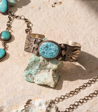Kingman Turquoise Embellished Cuff Bracelet