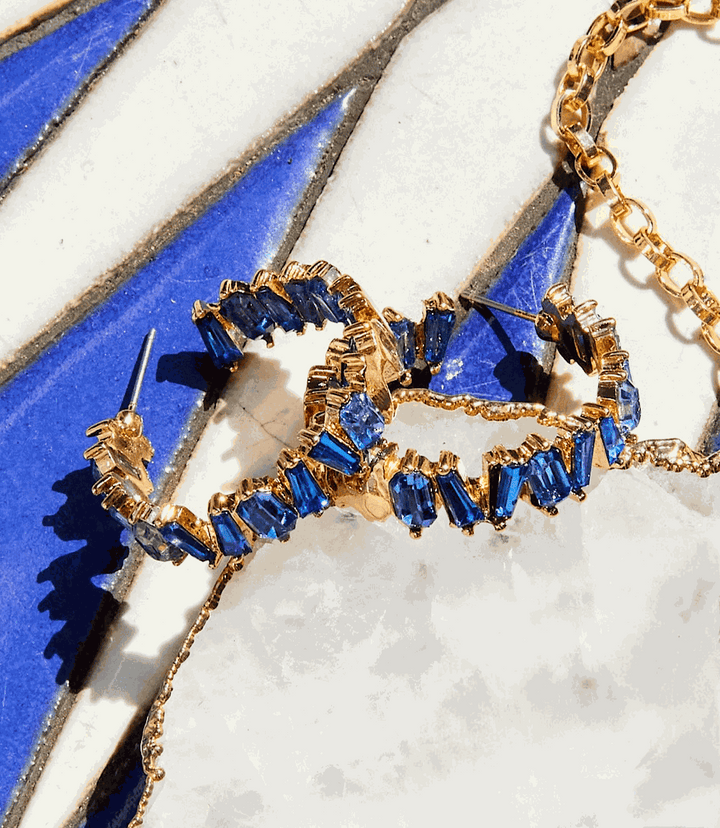 Angled Crystal Hoop Earrings