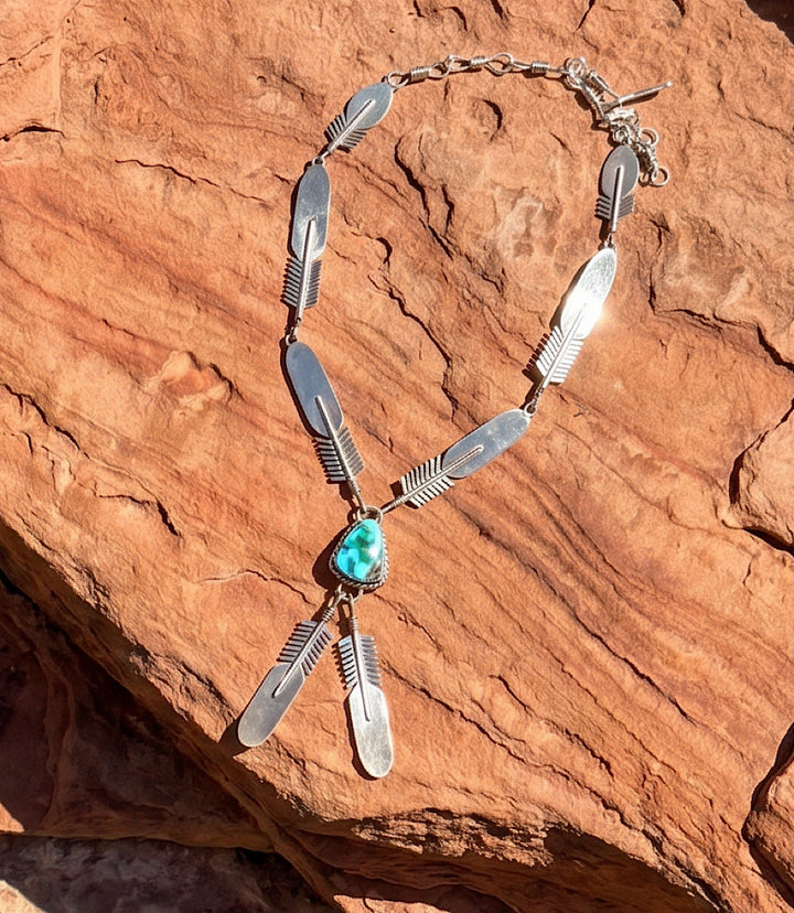 Sonoran Gold Embellished Feather Necklace