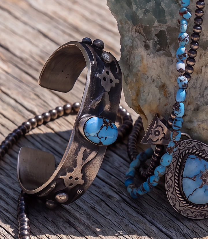 Golden Hill Turquoise Stone Cuff Bracelet