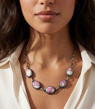 Embellished Cotton Candy Turquoise Link Necklace