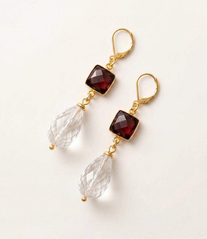 Tigers Eye And Crystal Earrings