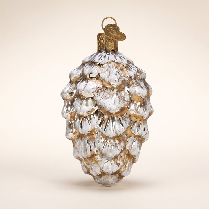 Vintage Ponderosa Pine Cone Glass Ornament