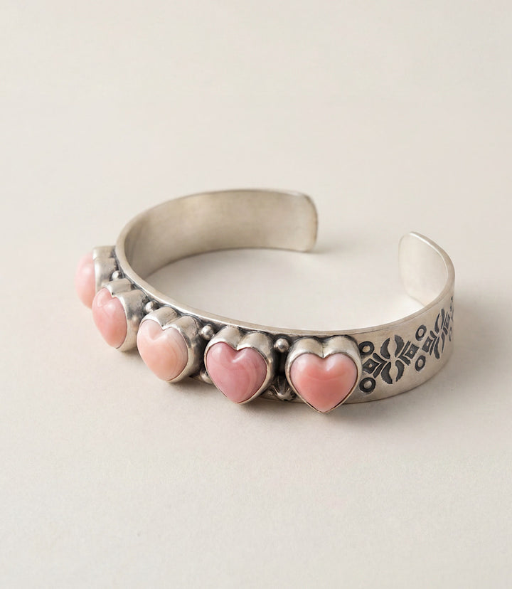 Pink Conch Embellished Cuff Bracelet