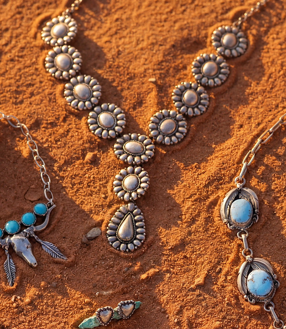 Sterling Silver Concho Necklace