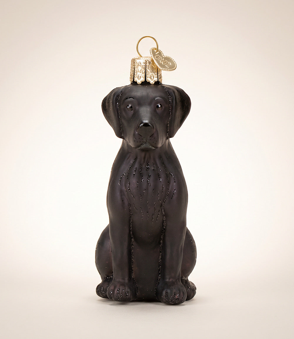 Black Labrador Glass Ornament