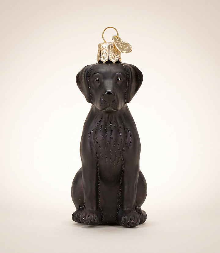 Black Labrador Glass Ornament