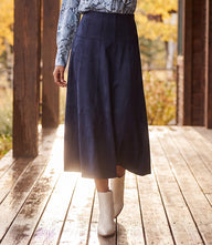 Tiered Faux Suede Midi Skirt