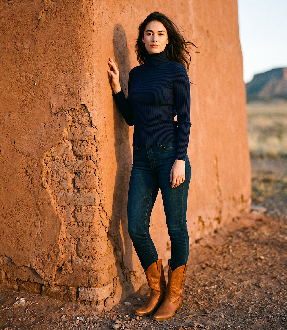 Ribbed Long Sleeve Turtleneck Top