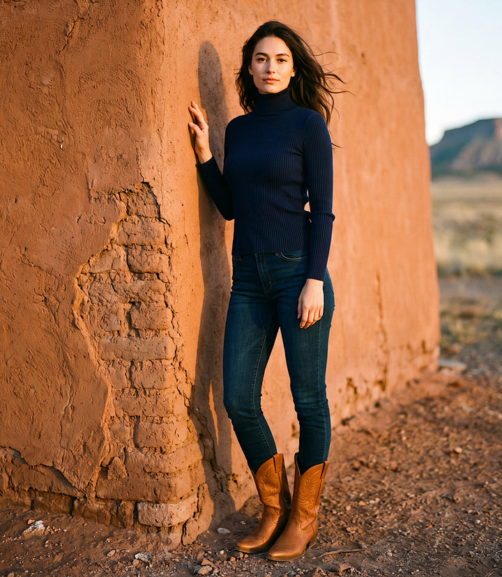 Ribbed Long Sleeve Turtleneck Top