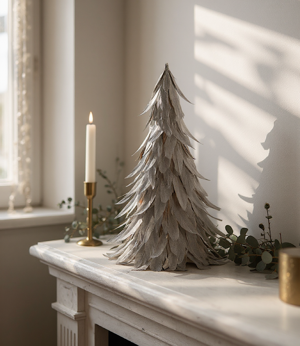 Flocked Feather Metallic Tree